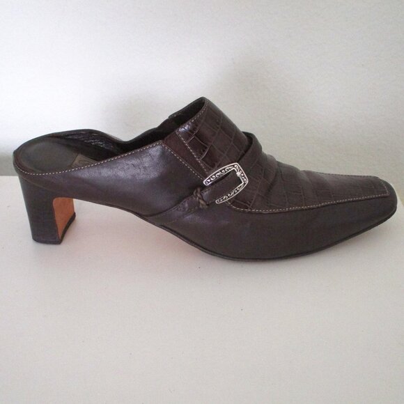 Brighton "Tiana" Womens Brown Croco Leather Slide w/2.5" Heel - Size 8.5M - Picture 4 of 11